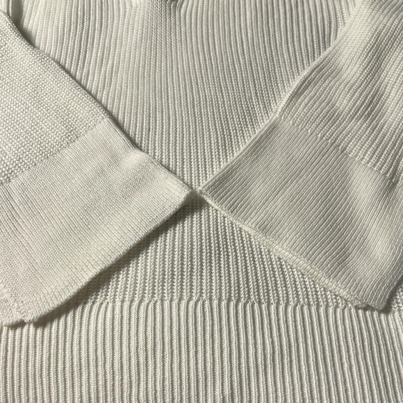 NWT J.Crew White Knit Relaxed Collared Sweater Long Sleeve V Neck‎ Size Small - Picture 4 of 6
